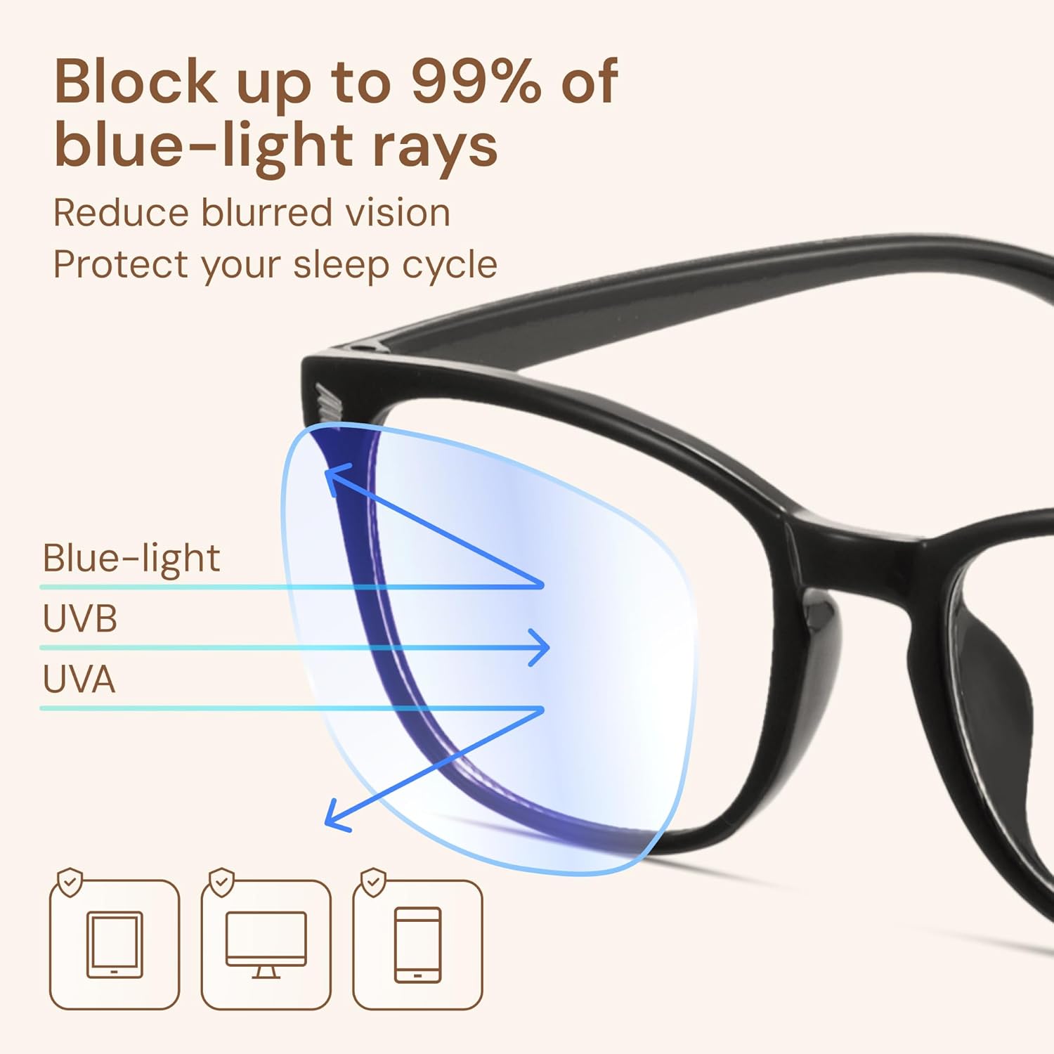 Gaoye Stylish Blue Light Glasses for Woman - Computer Glasses up to 99% Blue Light Blocking - Lightweight Frames - 2 pack